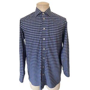 ETON of SWEDEN Long Sleeve Dress Shirt Mens Size 16 - 41 Blue Check Contemporary